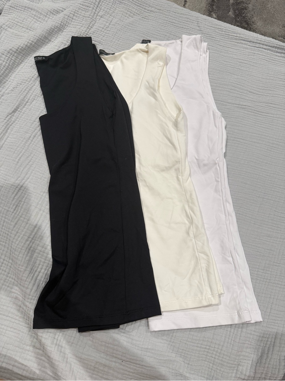 Zara Essential Sleeveless Tank Tops - Pack of 3 (Black, Cream, White)